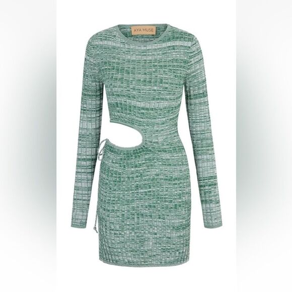Aya Muse Heather Mini Green Turquoise Dress Cut Out Size XS - Picture 7 of 11